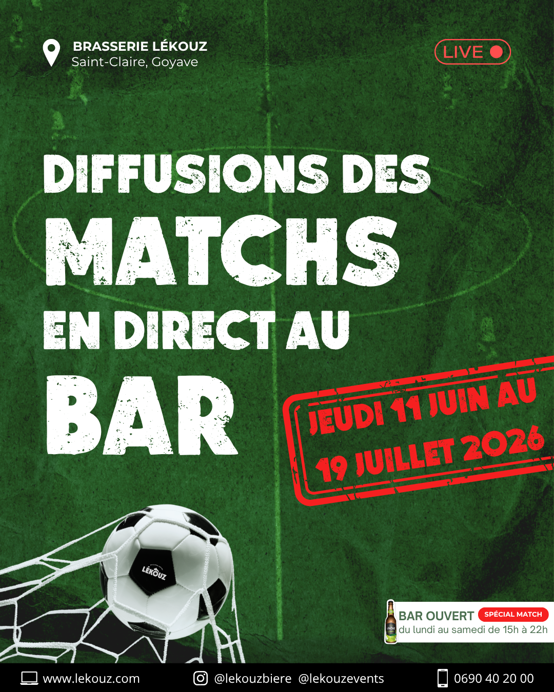 ⚽ Diffusions des matchs en direct — 11 juin au 19 juillet