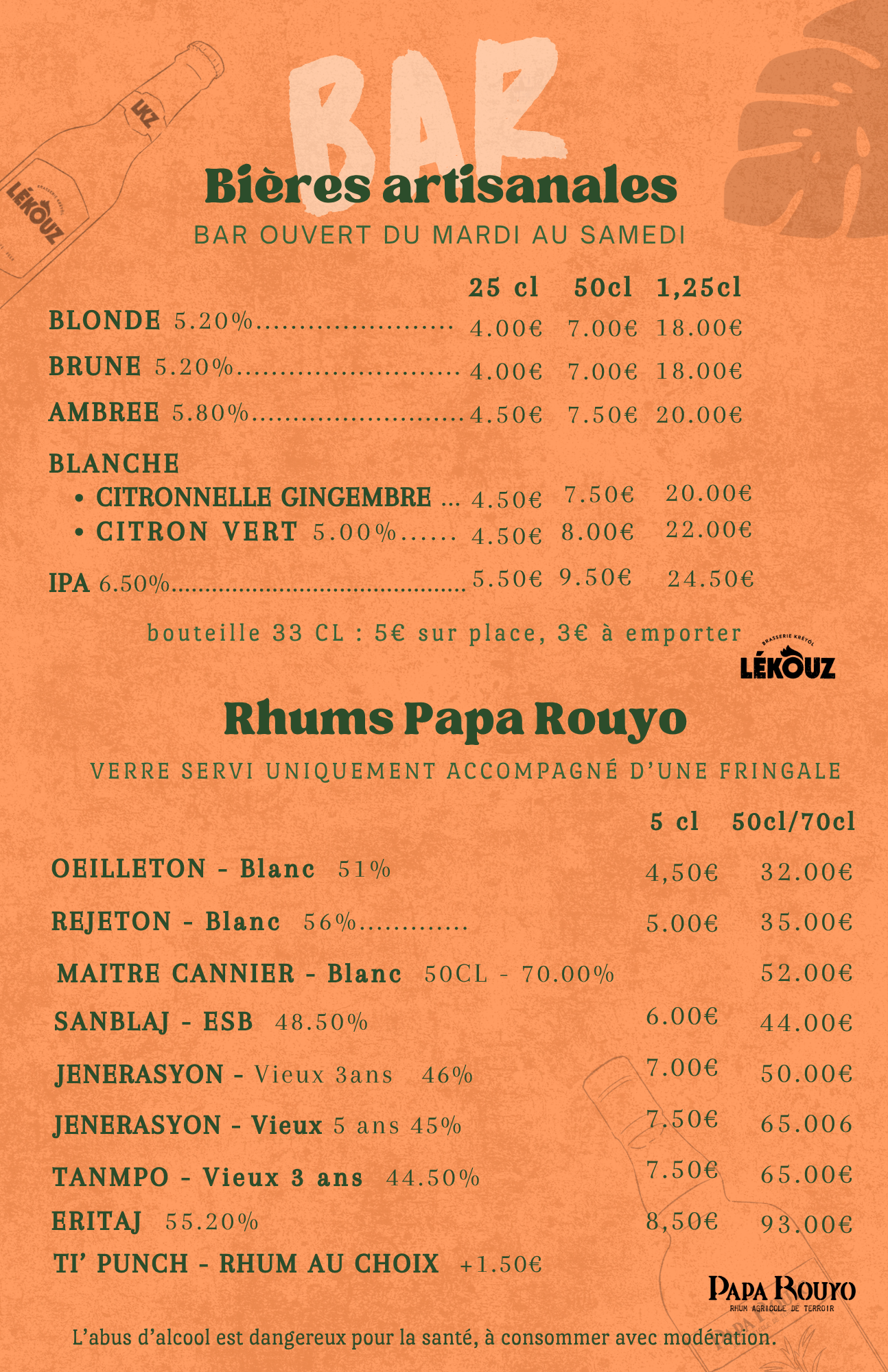 MENU LEKOUZ GOYAVE BIERE 