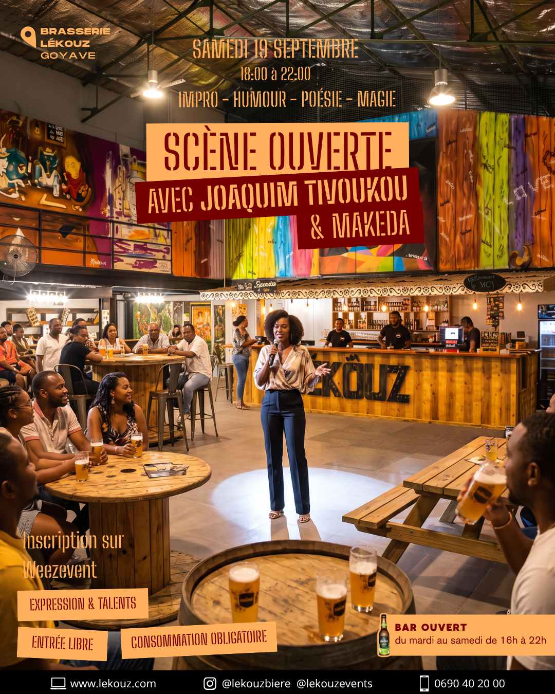 Scène ouverte à la Brasserie Lékouz : impro, humour, poésie