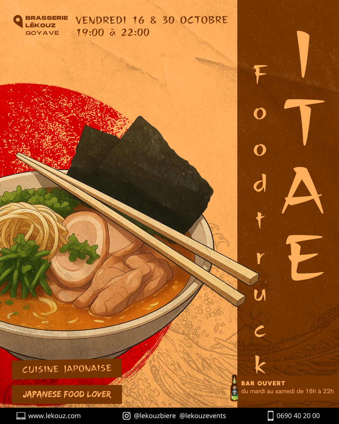 Foodtruck japonais Itae à la Brasserie Lékouz Goyave, vendredi 16 octobre